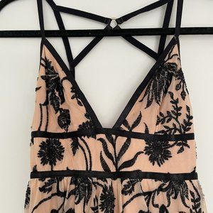 Lulu's nude and black floral lace dress